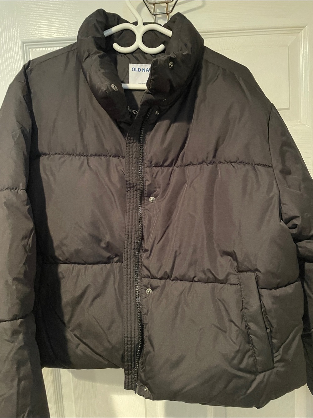 Old Navy Black Puffer Coat with High Collar - Picture 2 of 4